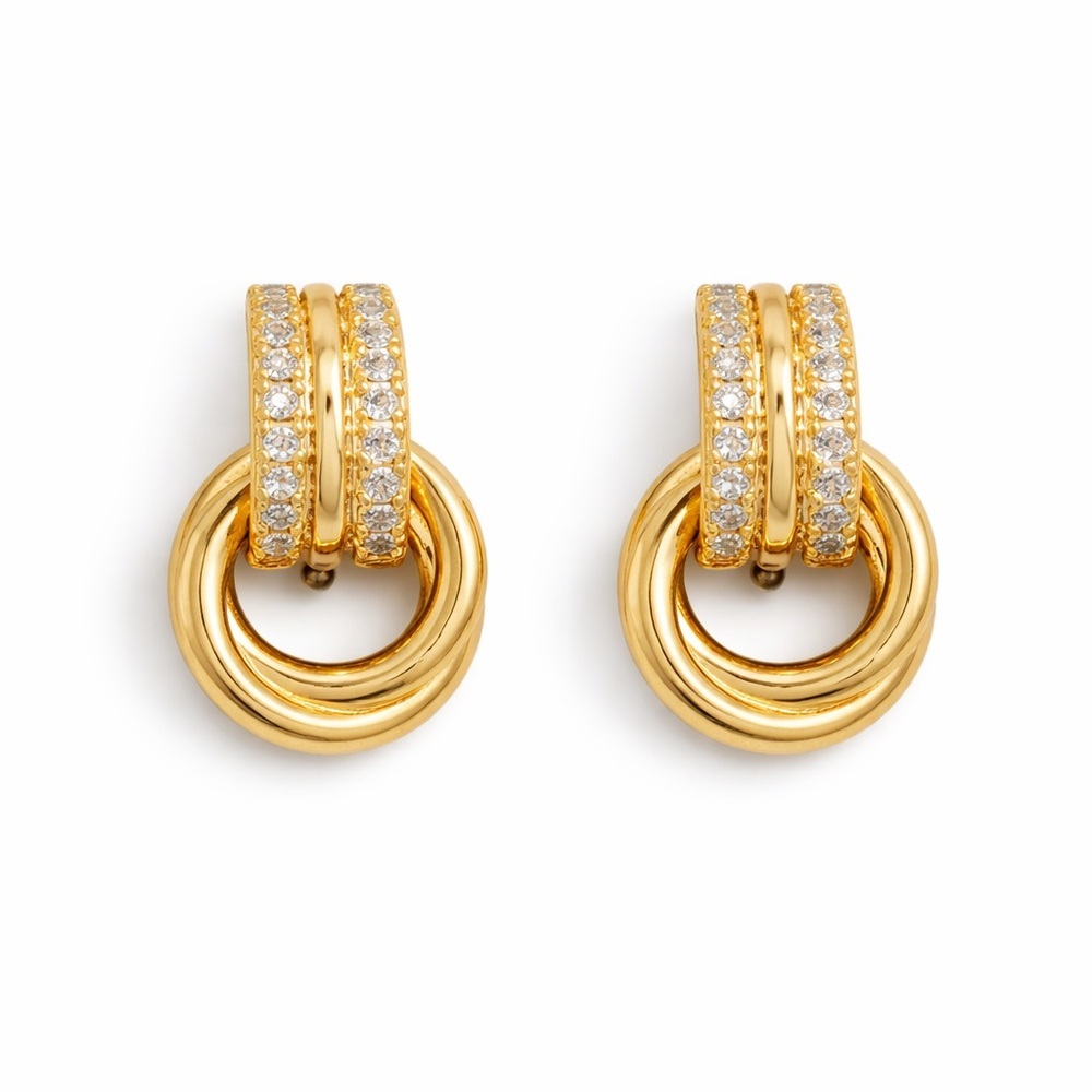 Gold Pave Mini Knot Earrings (9707)